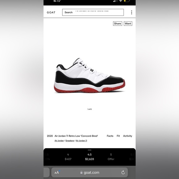 JORDAN 11 LOW CONCORD BRED - Picture 2 of 2